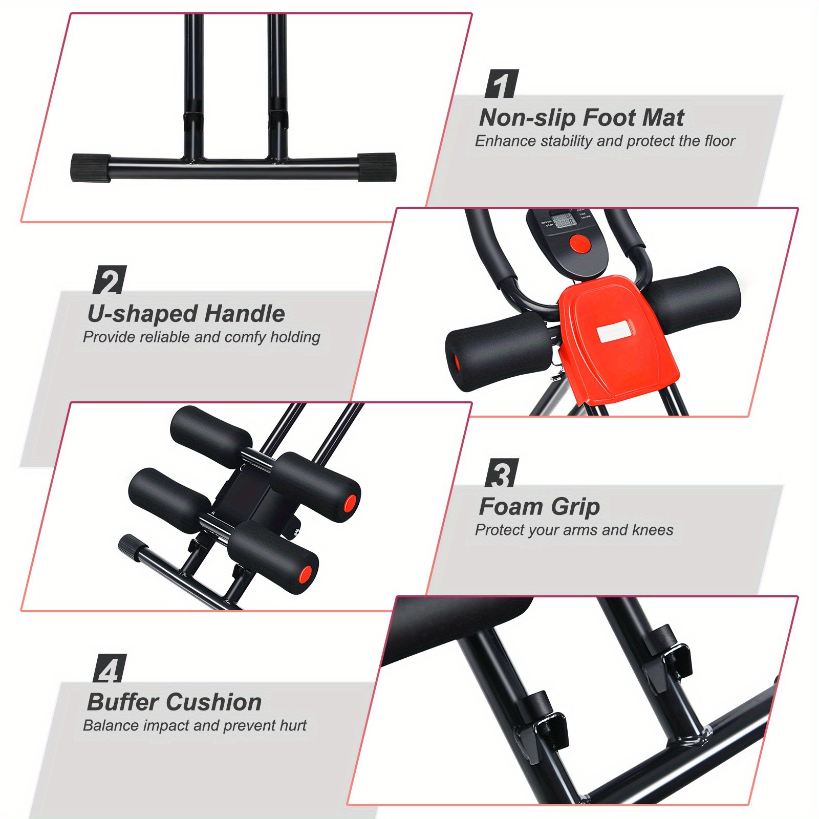 Foldable Ab Workout Machine – Adjustable Core Trainer with LCD Display for Home Gym – Image 3