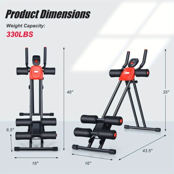Foldable Ab Workout Machine – Adjustable Core Trainer with LCD Display for Home Gym