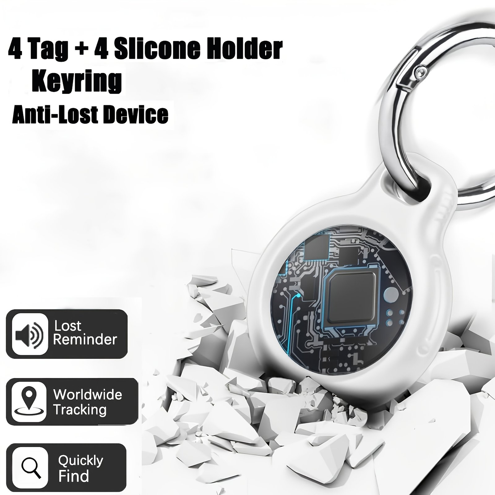 Smart Tracker Tag with Silicone Holder & Keyring – Image 5