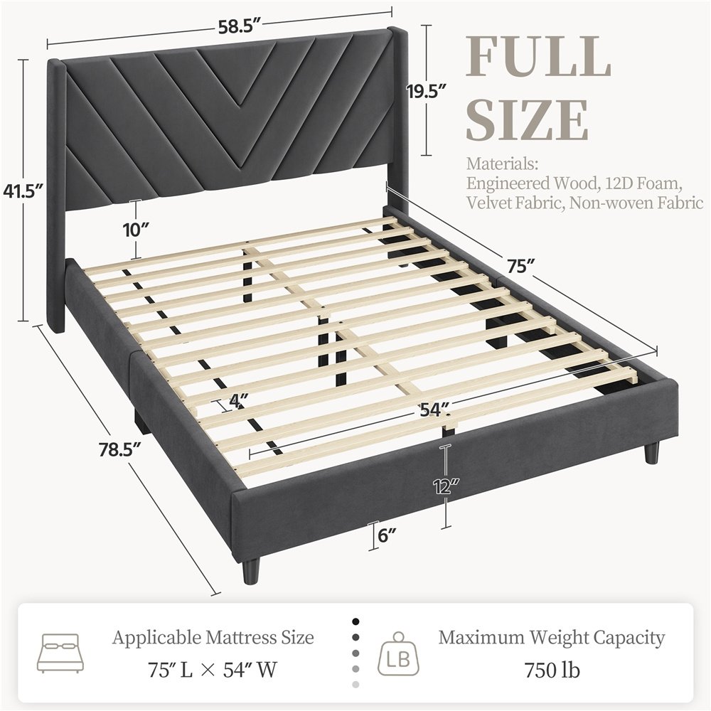 Alden Design Upholstered Platform Bed with Wingback Headboard – Image 12