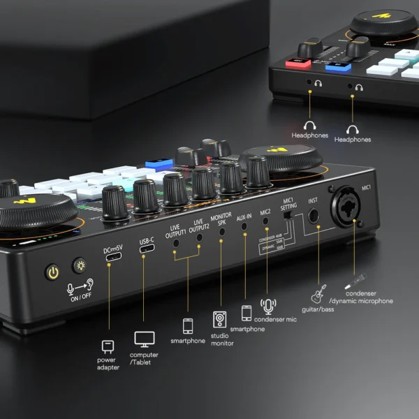 Maono AME2 Podcast Studio – Audio Interface & DJ Mixer All-in-One – Image 2