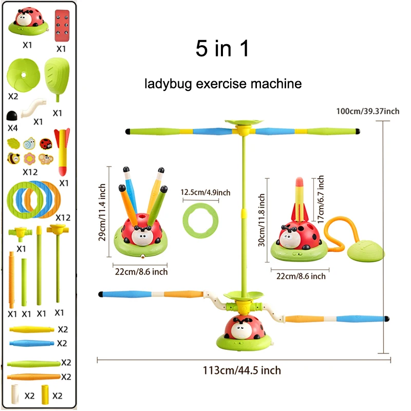 Ladybug Sports Toy – 4-in-1 Rope Skipping, Ferrule, Rocket & Baseball Game – Image 8