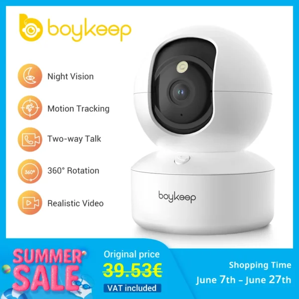 BoyKeep 2K Pet Dog Camera – WiFi Indoor Security with 360° & 2-Way Audio