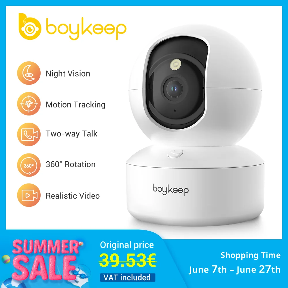 BoyKeep 2K Pet Dog Camera – WiFi Indoor Security with 360° & 2-Way Audio