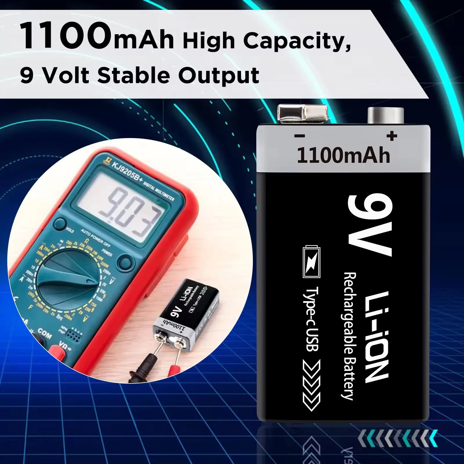 MATOV 9V USB Rechargeable Battery 1100mAh Type-C – Image 5