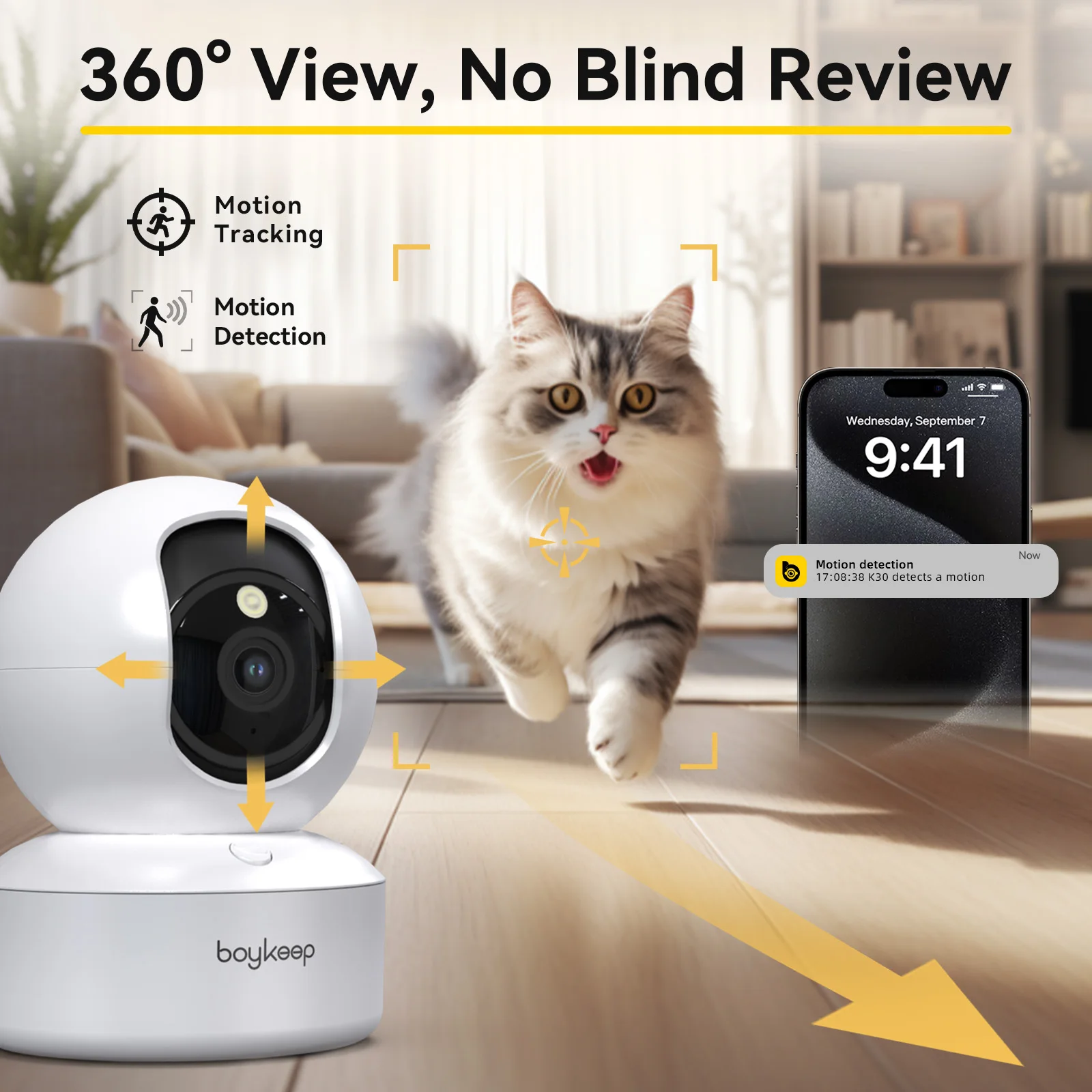 BoyKeep 2K Pet Dog Camera – WiFi Indoor Security with 360° & 2-Way Audio – Image 4