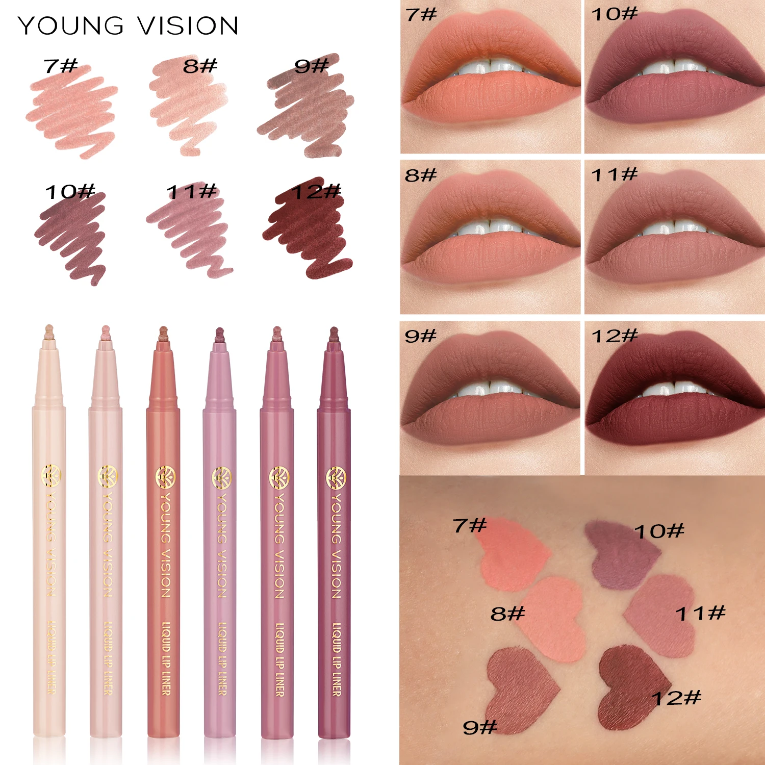 YOUNG VISION Lip Liner Set – 6pcs Matte Nude Waterproof – Image 2
