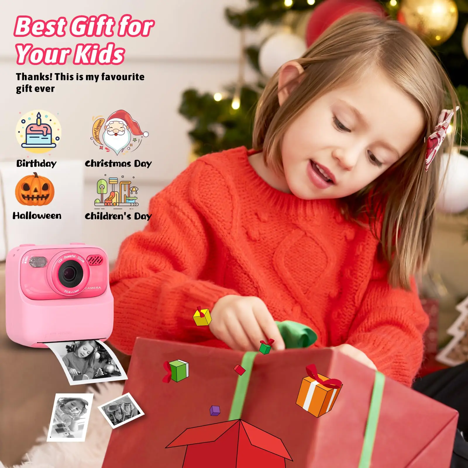 AMORUS Kids Instant Print Camera – 1080P Dual Lens, 32GB Gift – Image 5