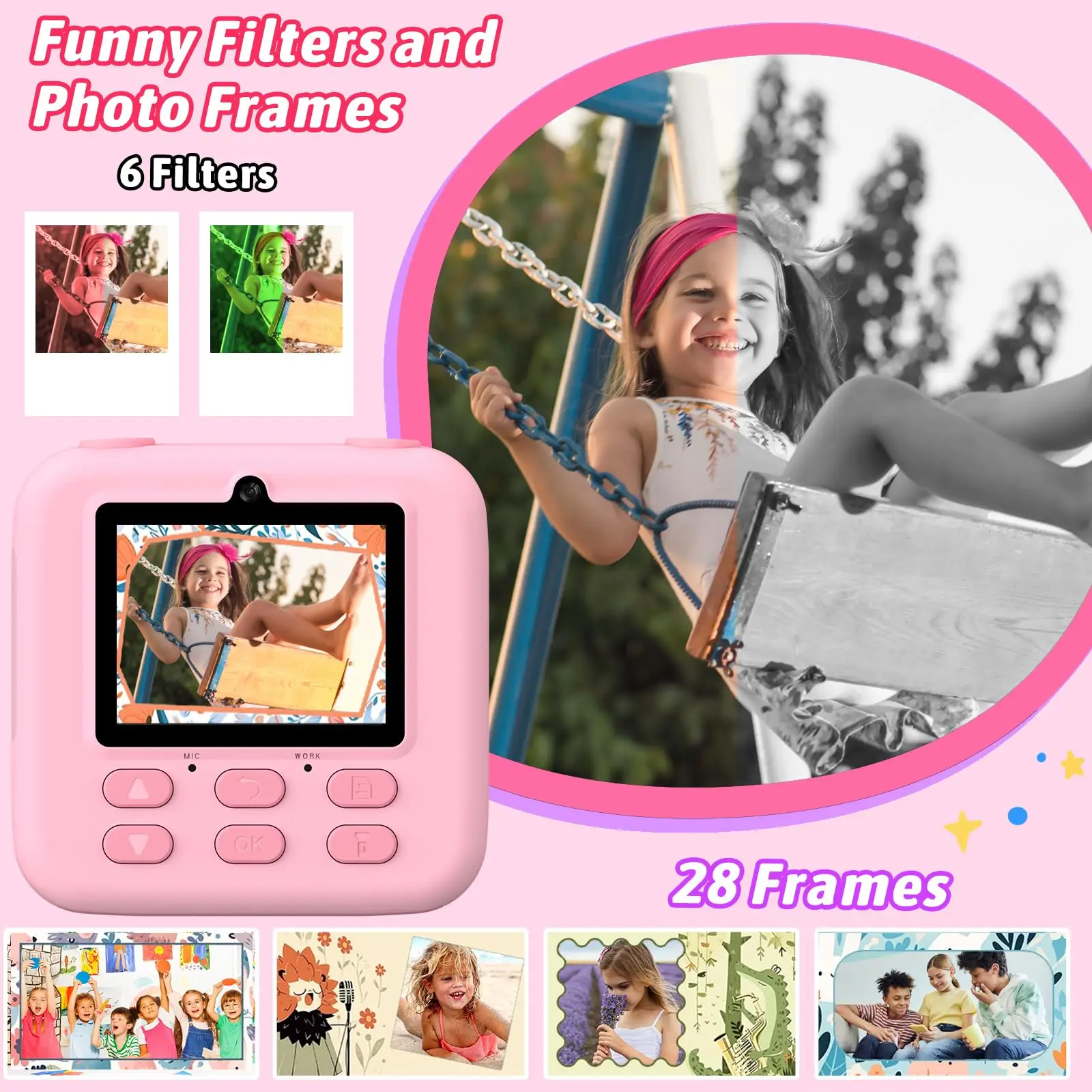 AMORUS Kids Instant Print Camera – 1080P Dual Lens, 32GB Gift – Image 4