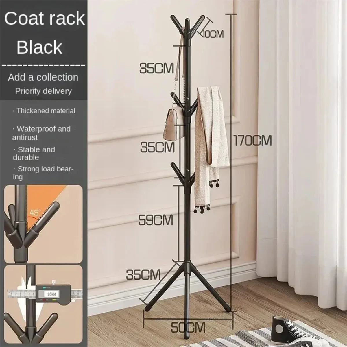 Modern Clothes & Hats Rack – Tree Branch Floor Stand with 9 Hooks – Image 5
