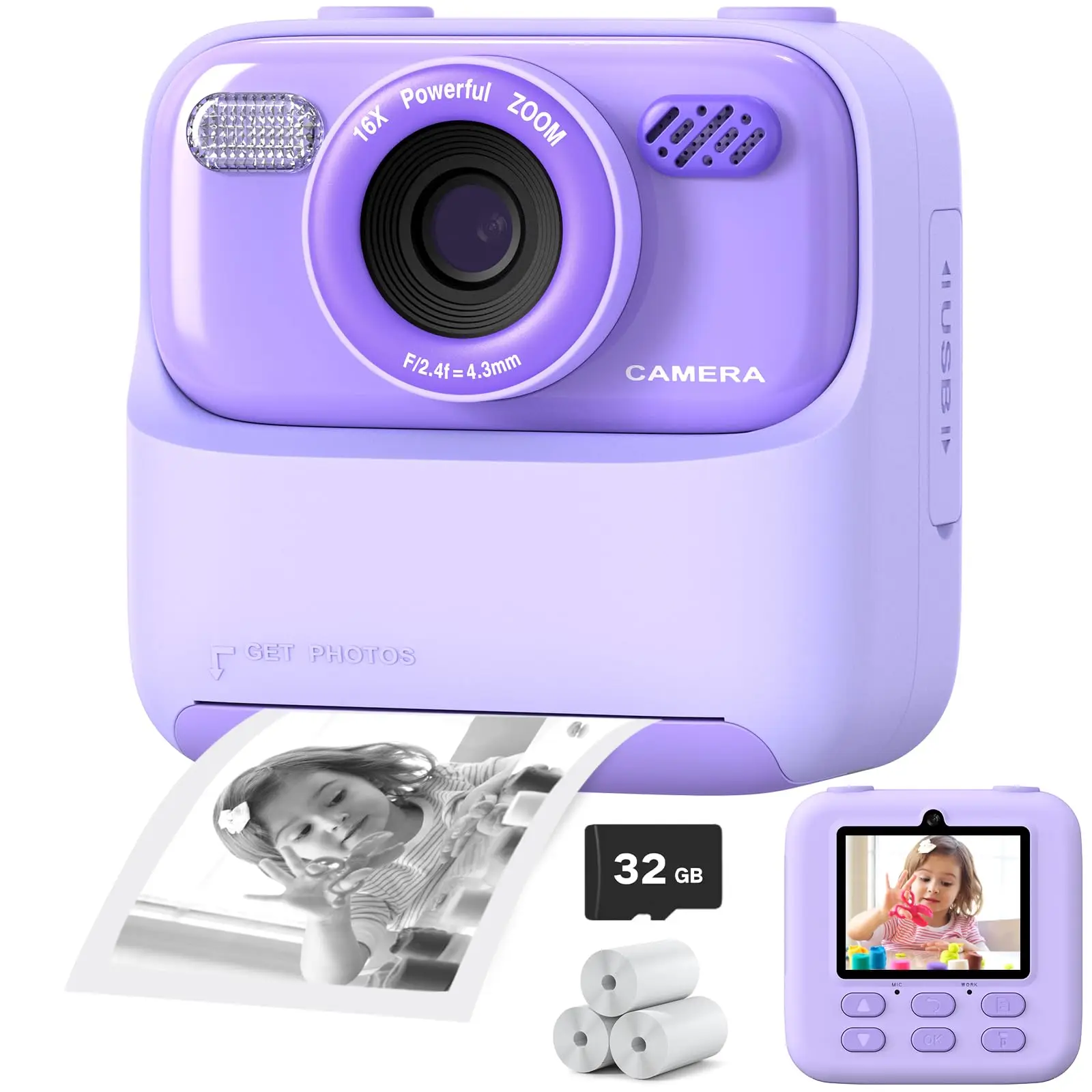 AMORUS Kids Instant Print Camera – 1080P Dual Lens, 32GB Gift – Image 14