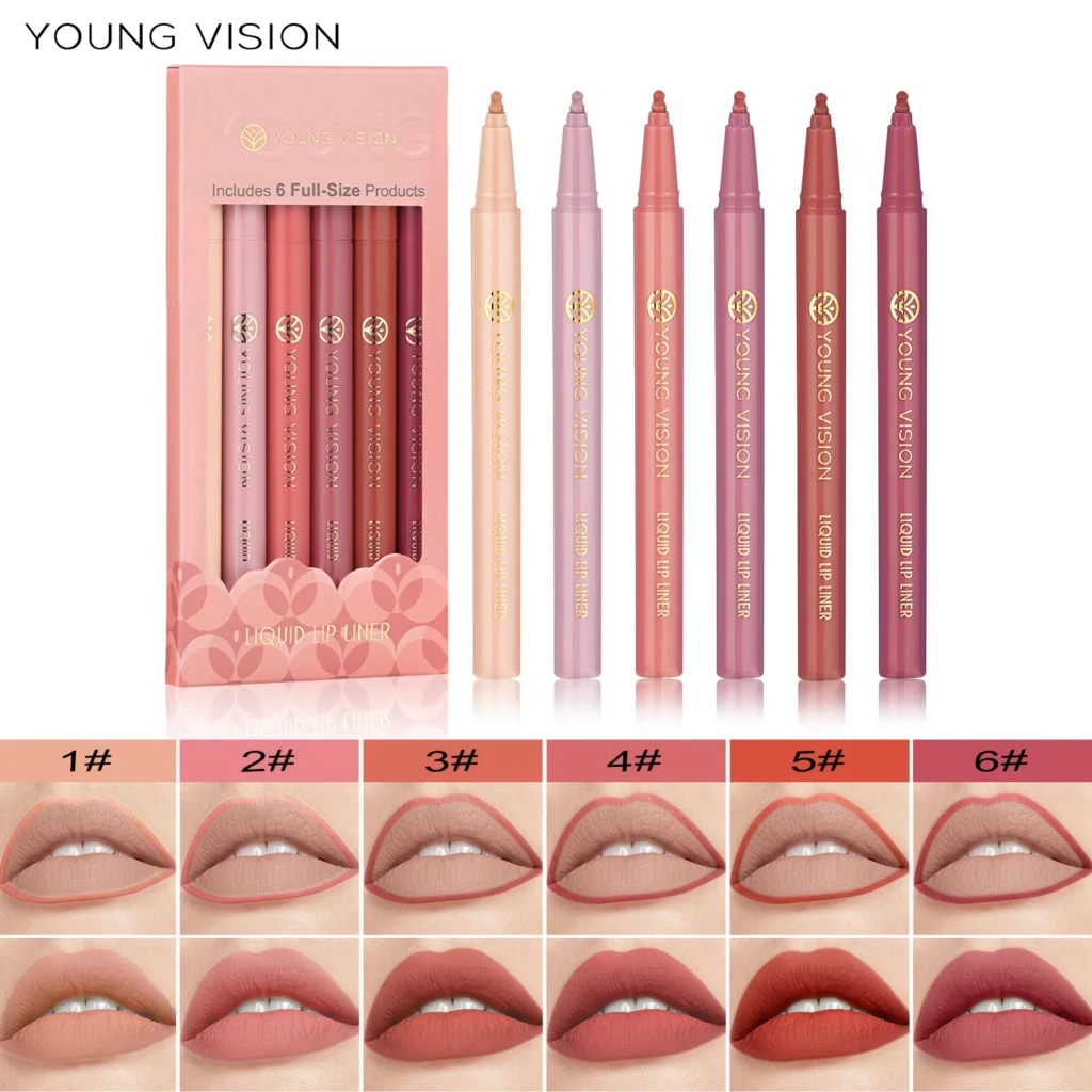 YOUNG VISION Lip Liner Set – 6pcs Matte Nude Waterproof
