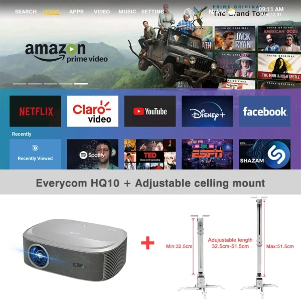 Everycom HQ10W 1080P Projector – 4K Support, 26000 Lumens, Android 12, Dolby Audio – Image 8