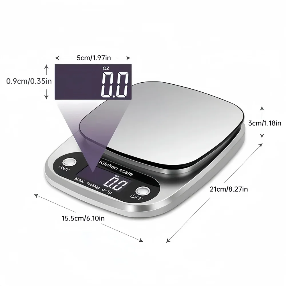 Digital Kitchen Scale – 10kg/1g Stainless Steel LCD – Image 4