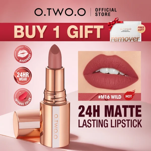 O.TWO.O Matte Lipstick – Long Lasting Waterproof Velvet Lip Tint – Image 2