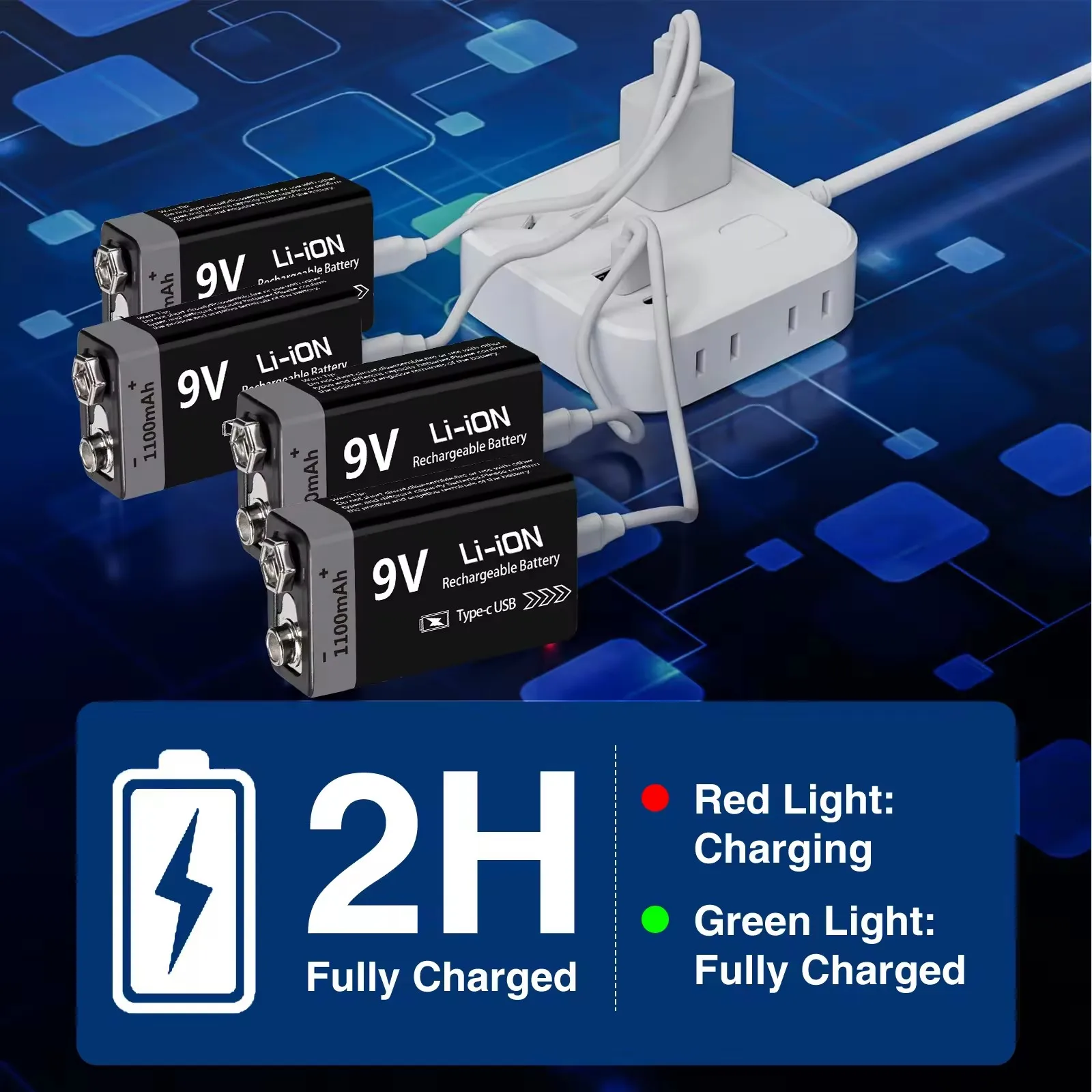 MATOV 9V USB Rechargeable Battery 1100mAh Type-C – Image 4