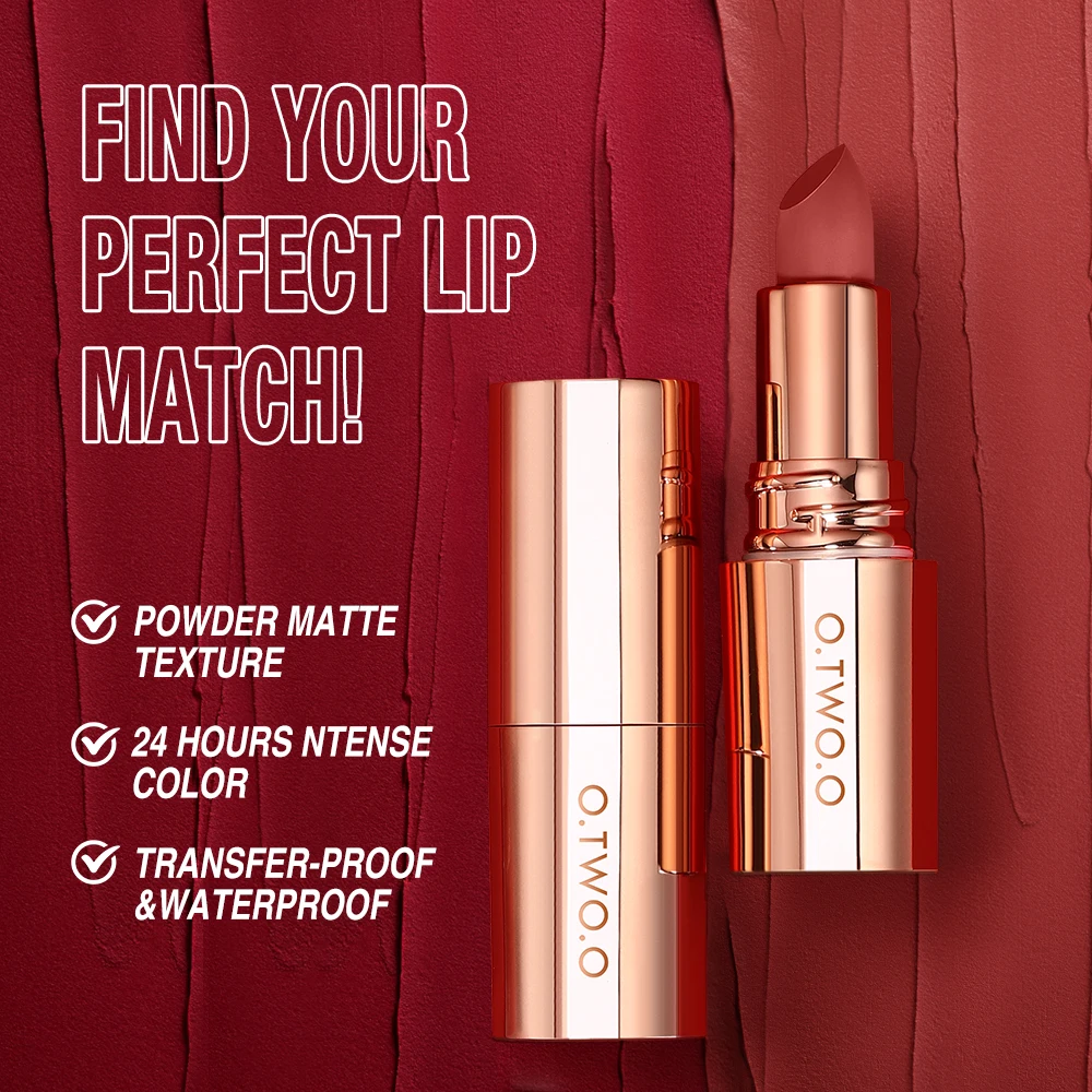 O.TWO.O Matte Lipstick – Long Lasting Waterproof Velvet Lip Tint – Image 6