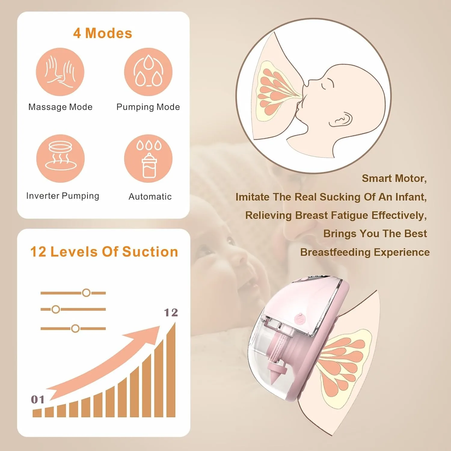Manada Wearable Electric Breast Pump – Hands-Free, BPA-Free, Quiet – Image 3