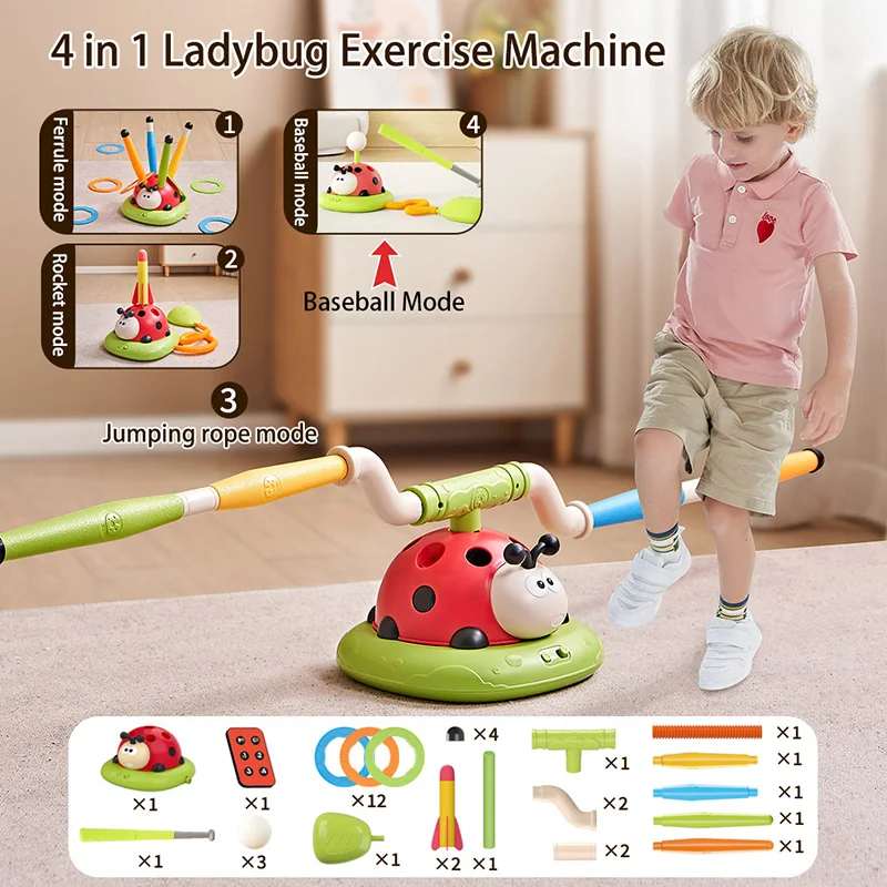 Ladybug Sports Toy – 4-in-1 Rope Skipping, Ferrule, Rocket & Baseball Game – Image 7