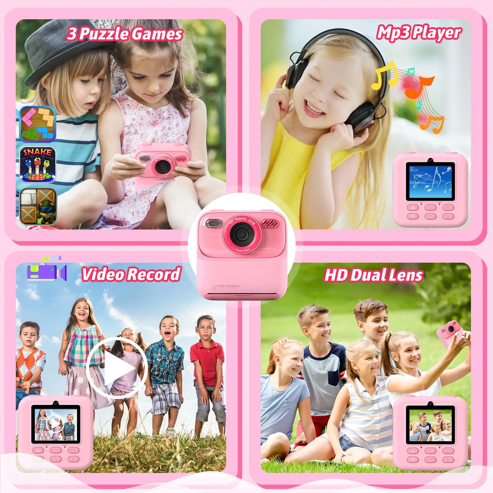 AMORUS Kids Instant Print Camera – 1080P Dual Lens, 32GB Gift – Image 3