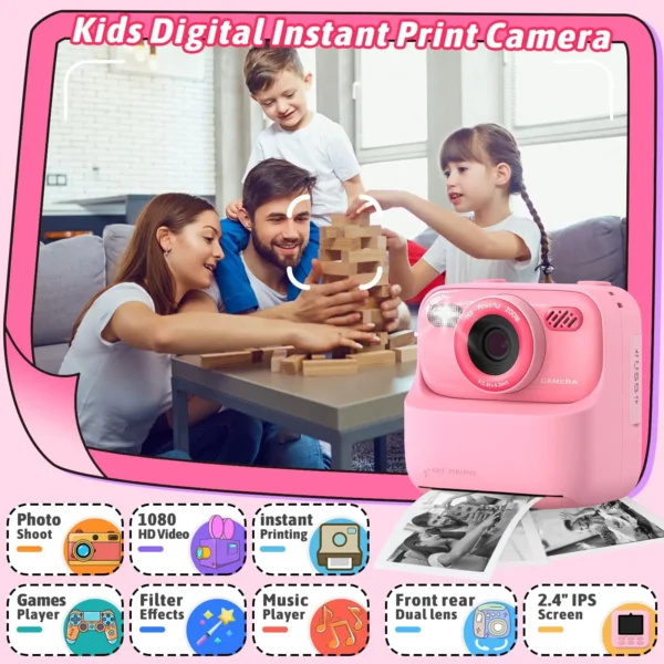 AMORUS Kids Instant Print Camera – 1080P Dual Lens, 32GB Gift – Image 2