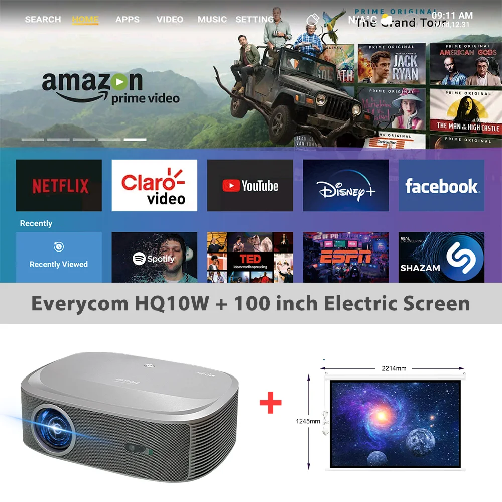 Everycom HQ10W 1080P Projector – 4K Support, 26000 Lumens, Android 12, Dolby Audio – Image 9