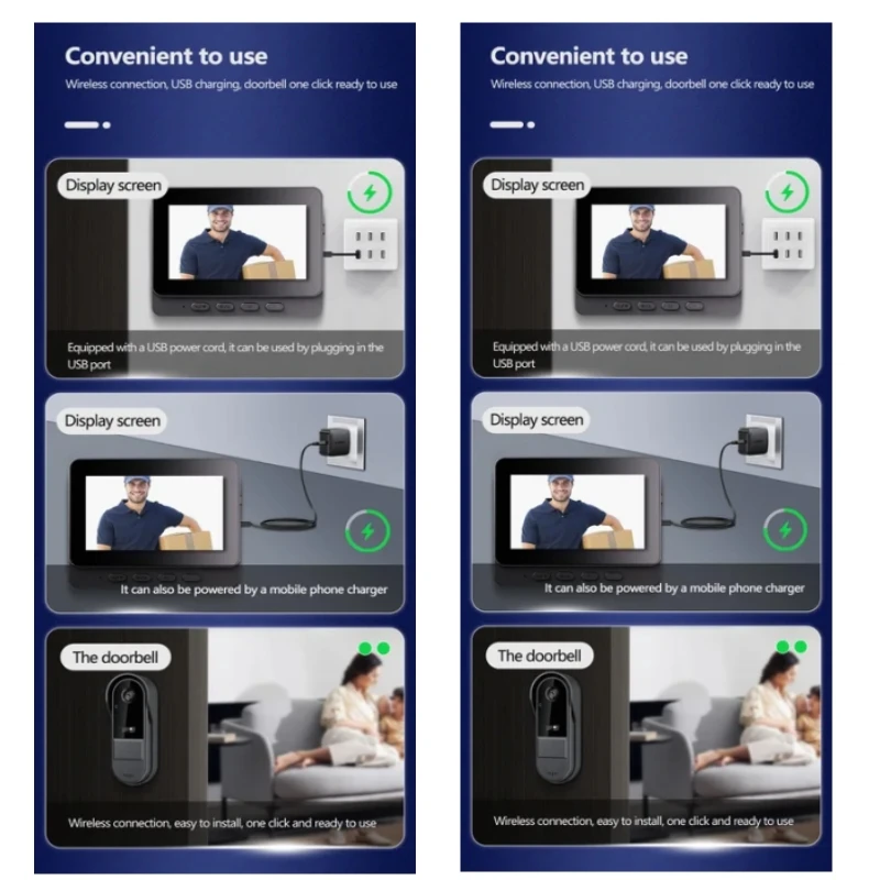 Wireless Video Doorbell – 4.3" IPS Screen, HD Camera, Night Vision – Image 5