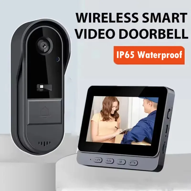 Wireless Video Doorbell – 4.3" IPS Screen, HD Camera, Night Vision