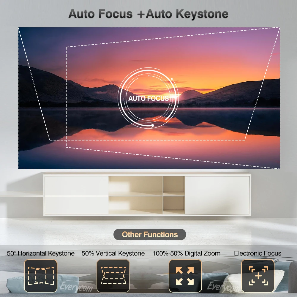Everycom HQ10W 1080P Projector – 4K Support, 26000 Lumens, Android 12, Dolby Audio – Image 4