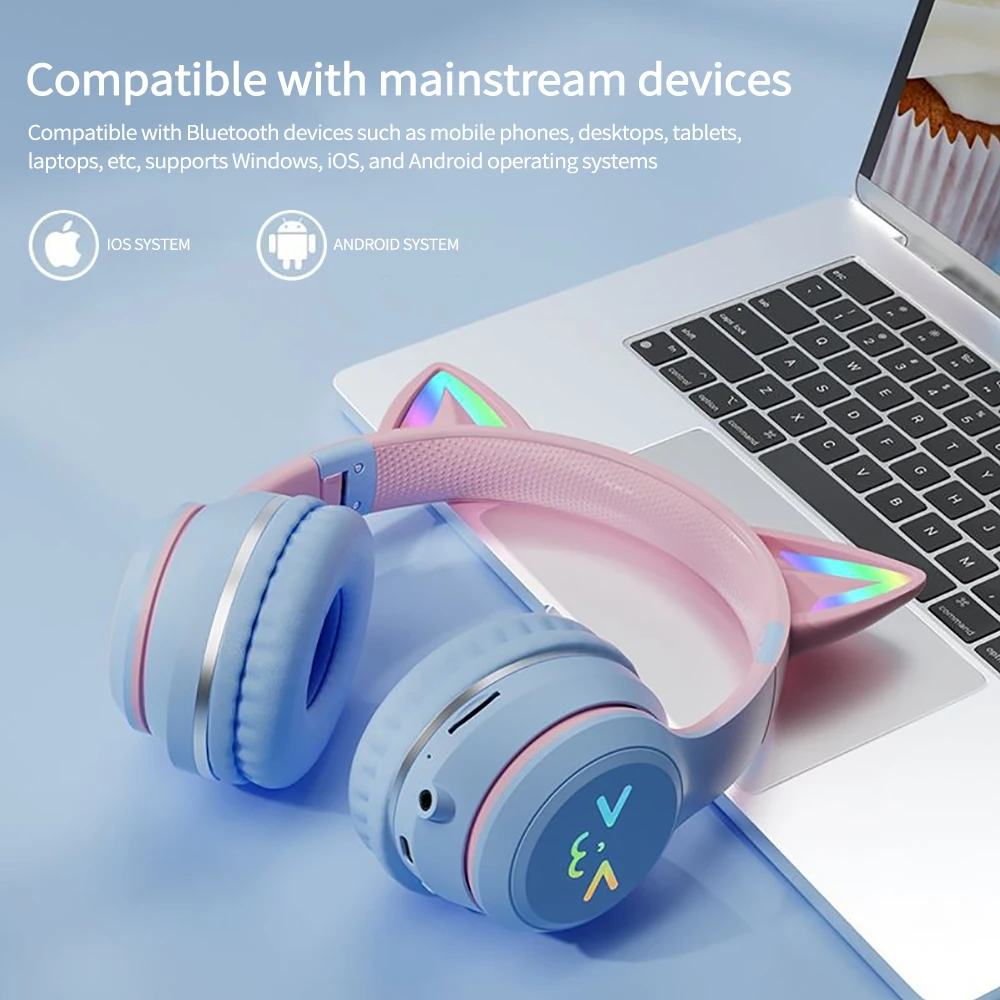 Wireless Cat Ear Headphones RGB – Bluetooth 5.1 with Mic – Image 2