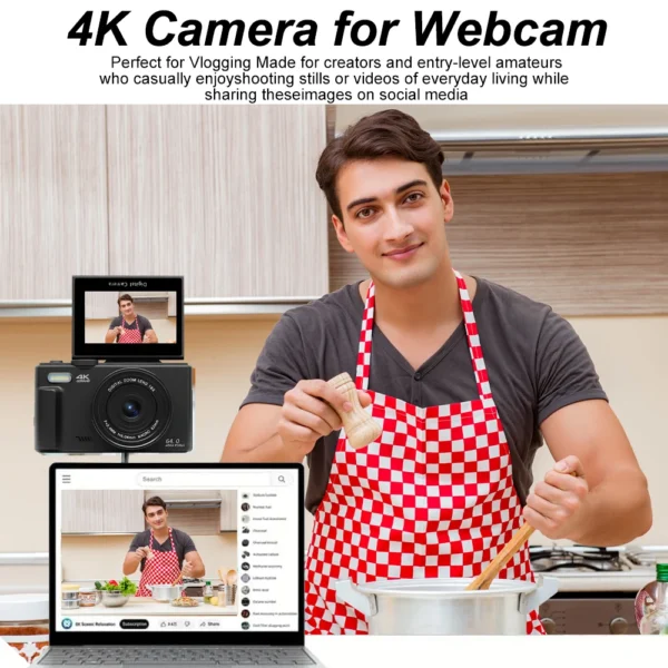 OURLIFE 4K Digital Camera – 48MP, 18X Zoom, WiFi Vlog Cam – Image 3