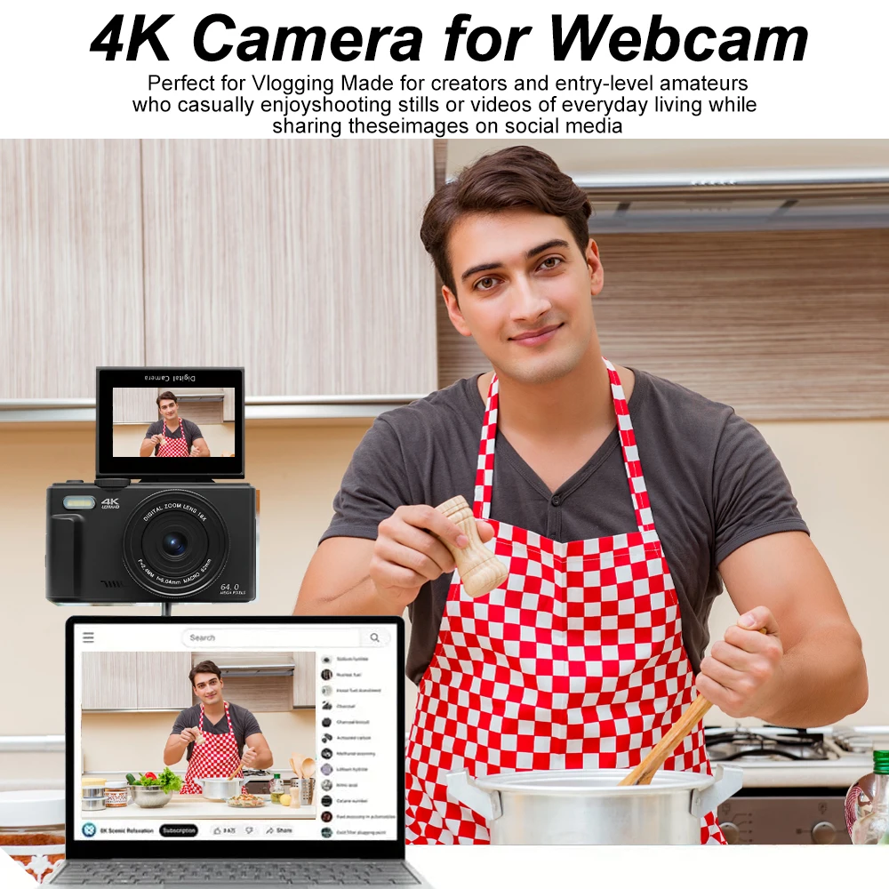 OURLIFE 4K Digital Camera – 48MP, 18X Zoom, WiFi Vlog Cam – Image 3