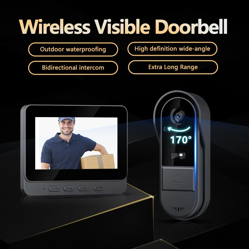 Wireless Video Doorbell – 4.3" IPS Screen, HD Camera, Night Vision – Image 2