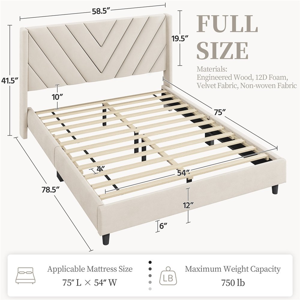 Alden Design Upholstered Platform Bed with Wingback Headboard – Image 5