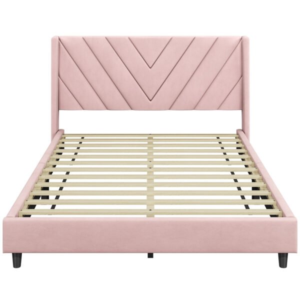 Alden Design Upholstered Platform Bed with Wingback Headboard – Image 20