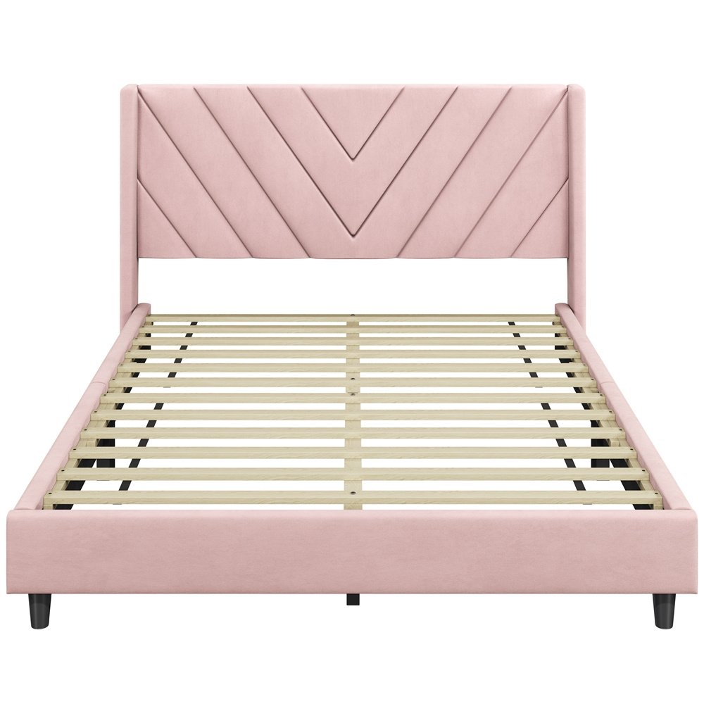 Alden Design Upholstered Platform Bed with Wingback Headboard – Image 20