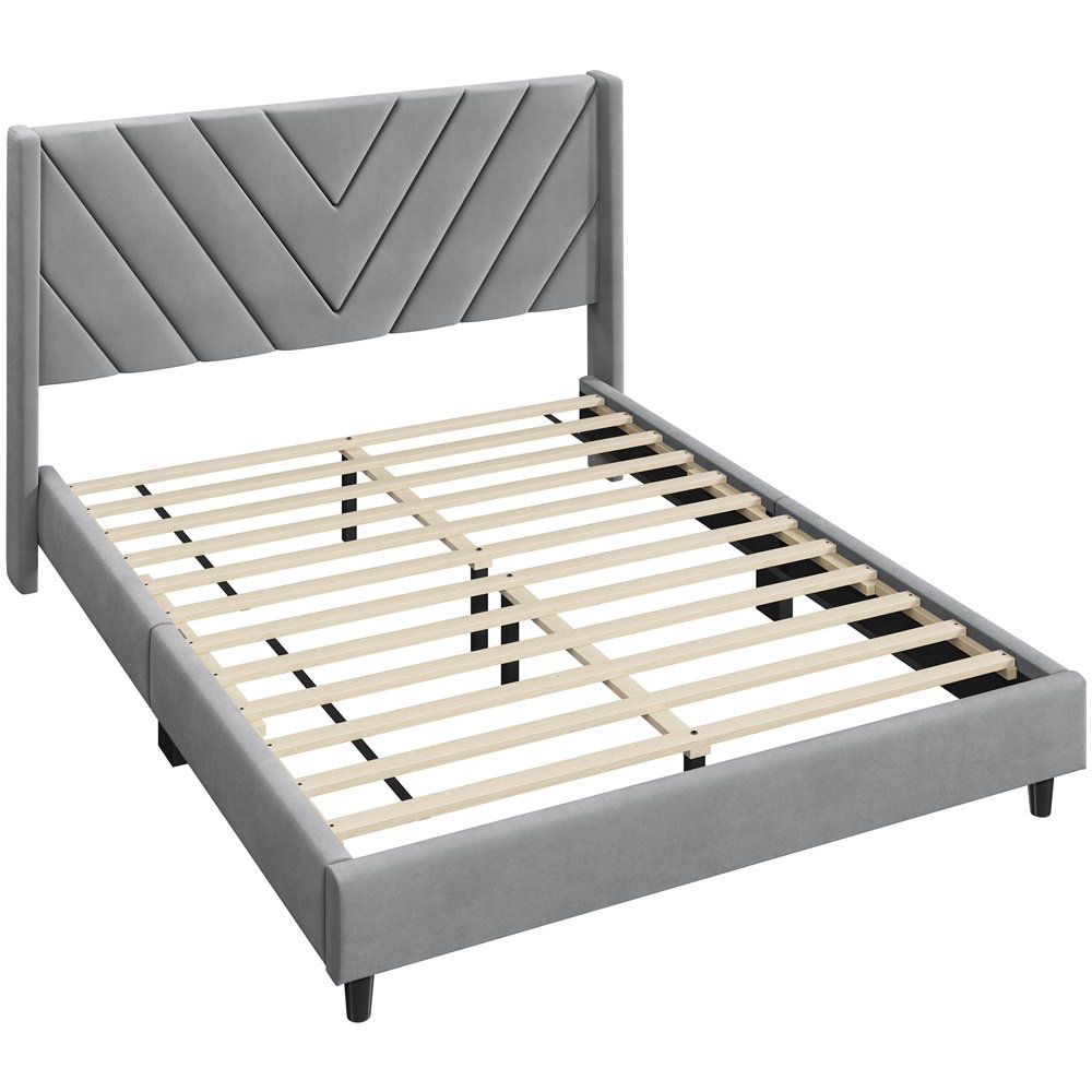 Alden Design Upholstered Platform Bed with Wingback Headboard – Image 16