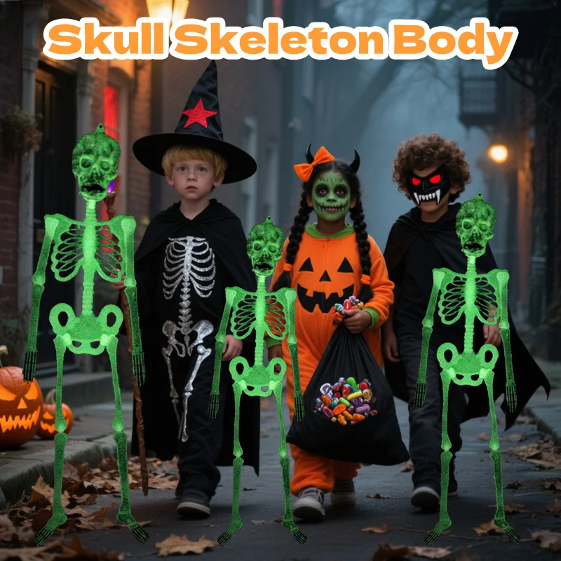 Halloween Skeleton 90cm – Poseable Glowing Decoration