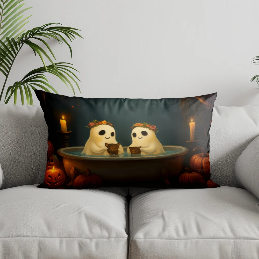 Halloween Ghosts Pillowcase – Home Decor Cushion Cover for Sofa, Bedroom & Car – Image 7
