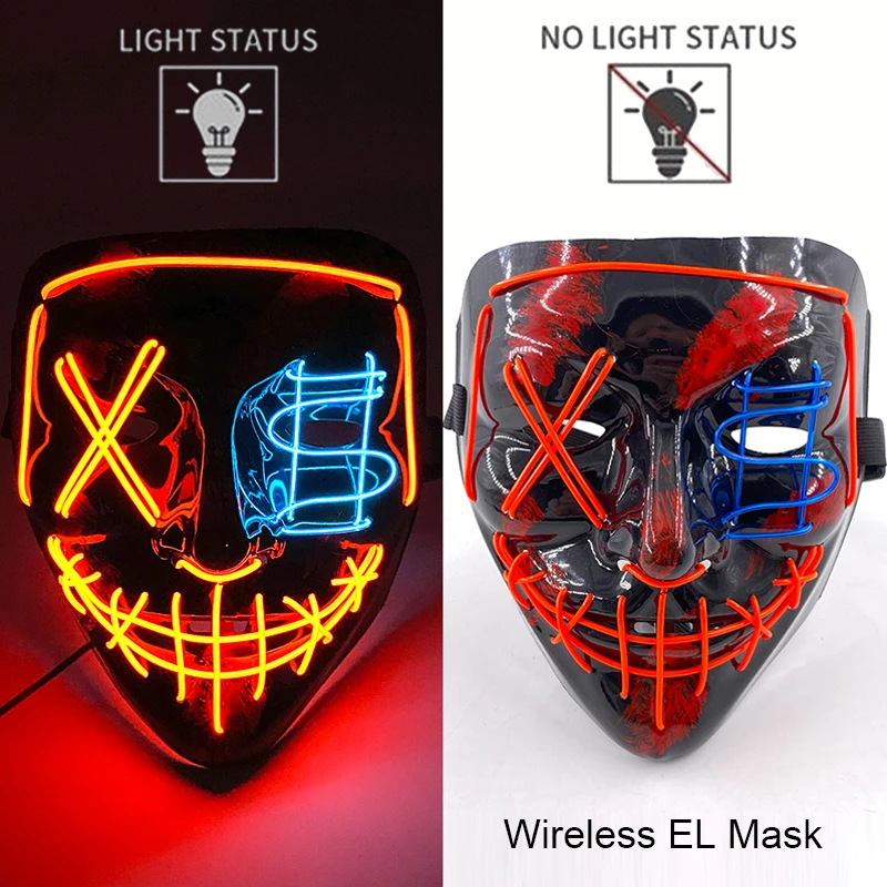 Halloween LED Purge Mask – Wireless Neon Glow Cosplay Costume – Image 26