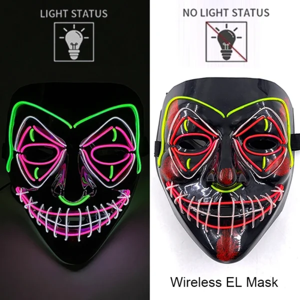 Halloween LED Purge Mask – Wireless Neon Glow Cosplay Costume – Image 34