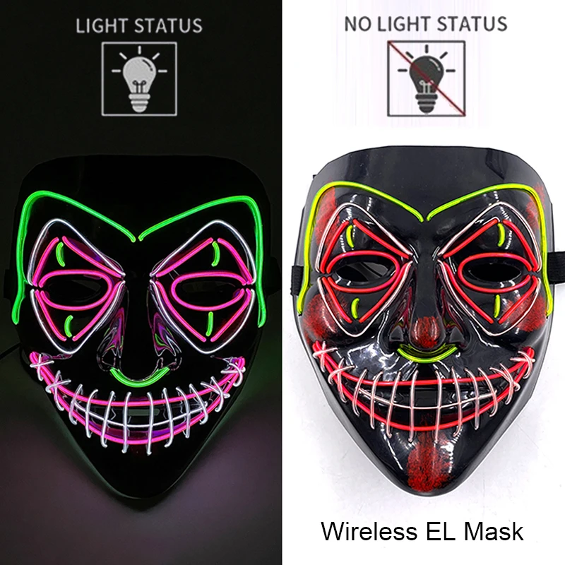 Halloween LED Purge Mask – Wireless Neon Glow Cosplay Costume – Image 34