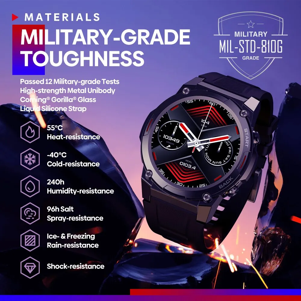 Zeblaze VIBE 7 PRO Smartwatch – 1.43” AMOLED Display, Voice Calling, Rugged Sports Watch for Men, IP68 Waterproof – Image 2
