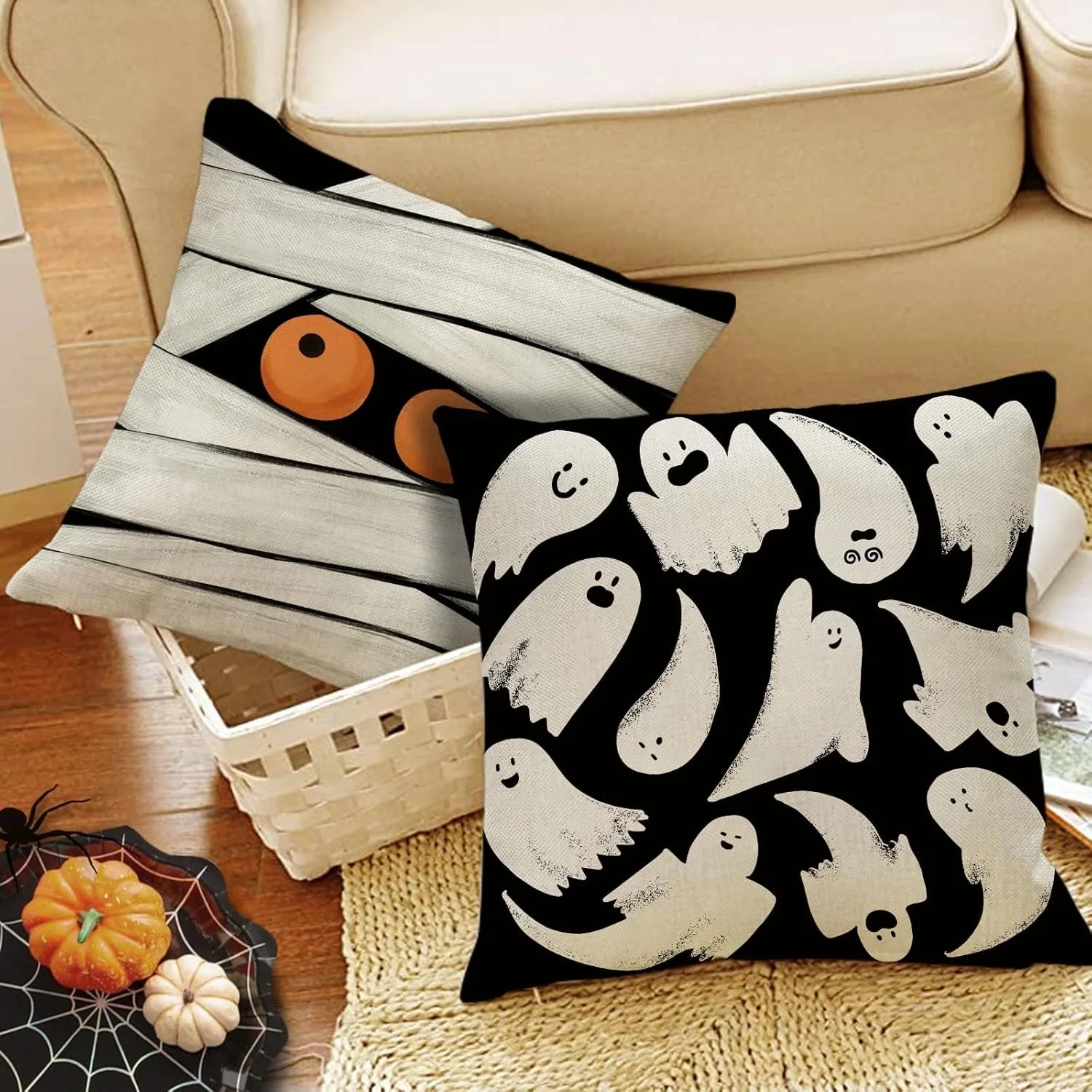 Halloween Pillowcase Ghosts & Mummy – Spooky Sofa Cushion Cover – Image 4