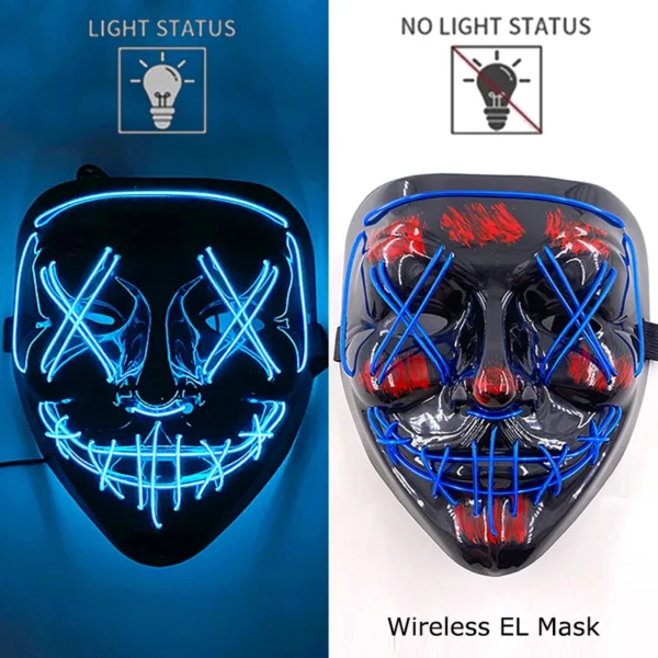 Halloween LED Purge Mask – Wireless Neon Glow Cosplay Costume – Image 13