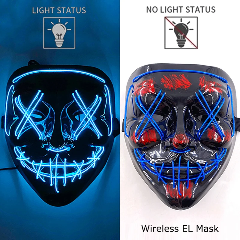 Halloween LED Purge Mask – Wireless Neon Glow Cosplay Costume – Image 13