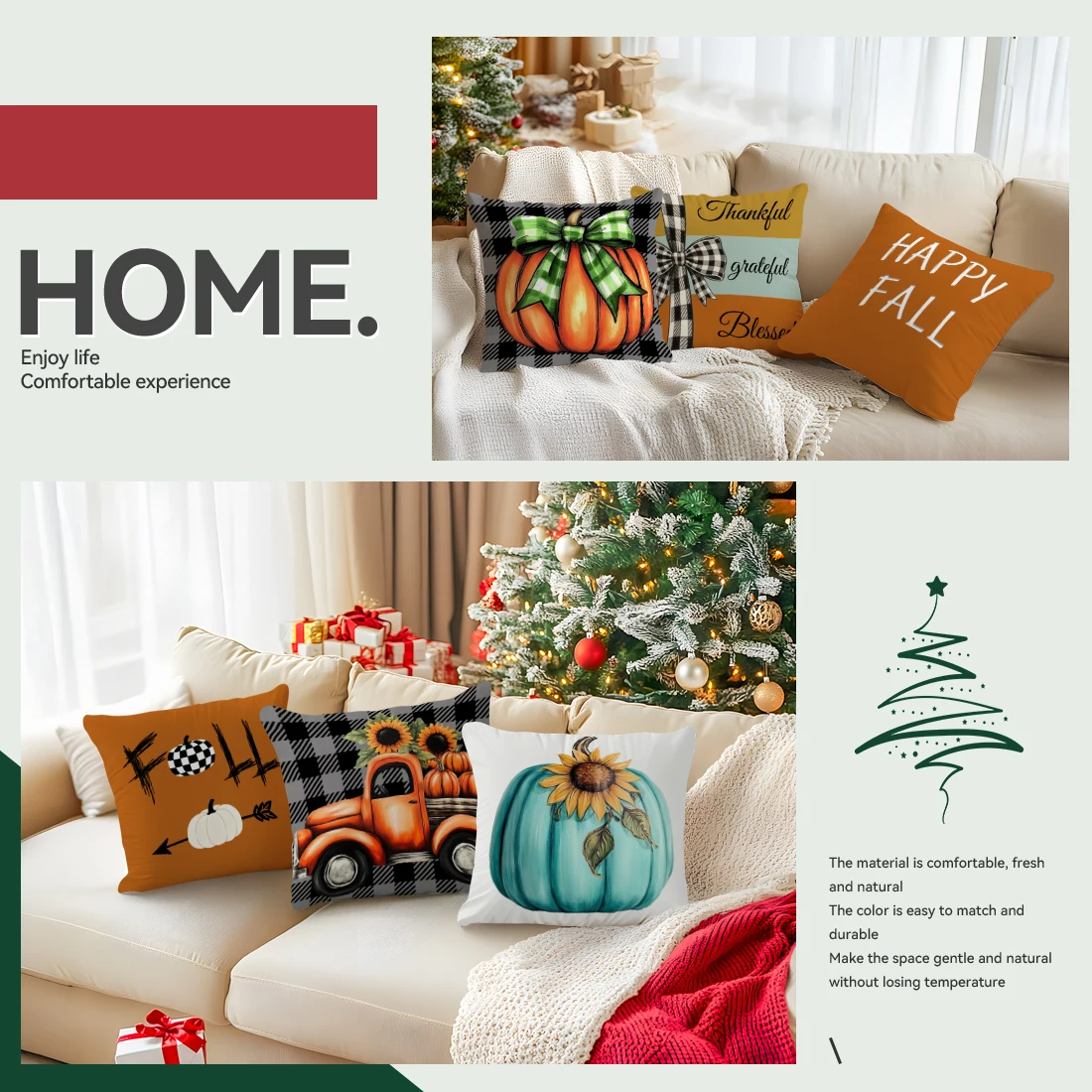 4/6 PCS Halloween Pumpkin Pillow Covers – Decorative Sofa Cushion Set – Image 5
