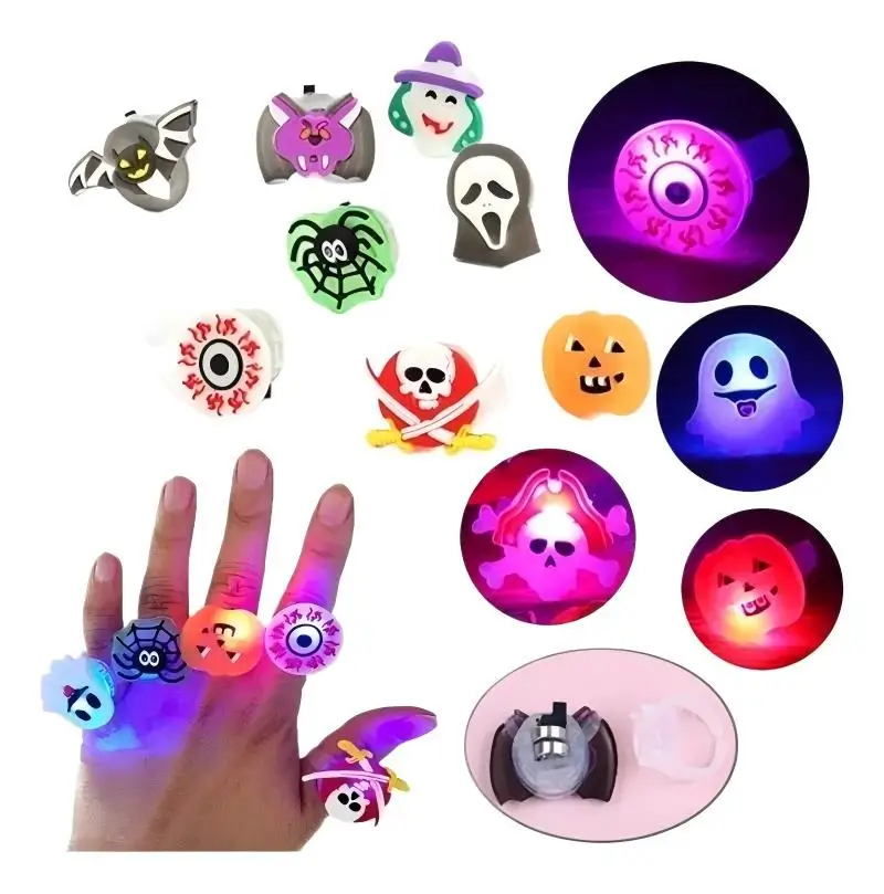 50pcs LED Halloween Glow Rings – Pumpkin, Ghost & Witch Party Favors – Image 4