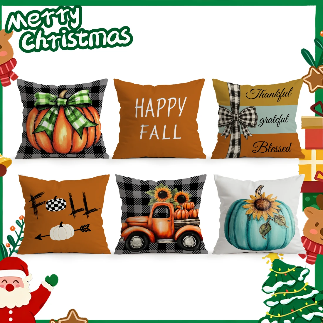 4/6 PCS Halloween Pumpkin Pillow Covers – Decorative Sofa Cushion Set – Image 4