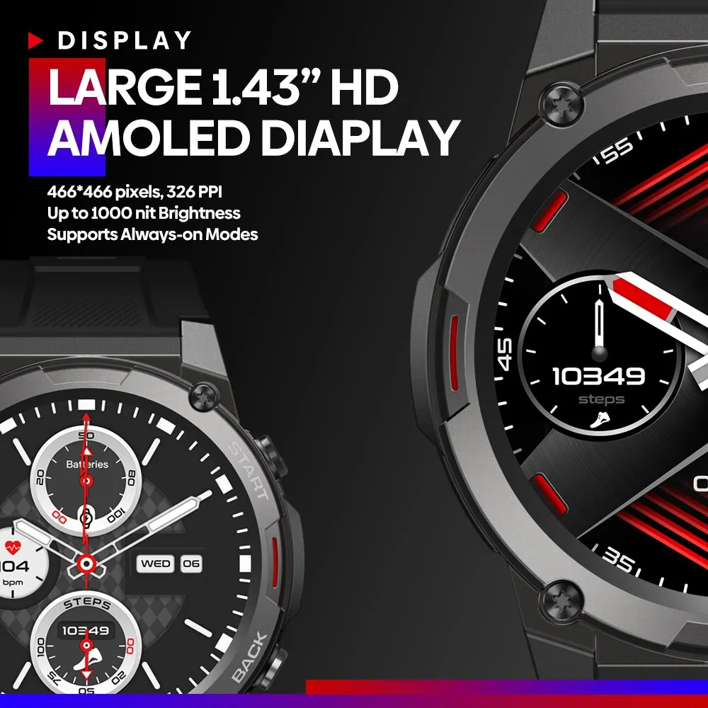 Zeblaze VIBE 7 PRO Smartwatch – 1.43” AMOLED Display, Voice Calling, Rugged Sports Watch for Men, IP68 Waterproof – Image 3